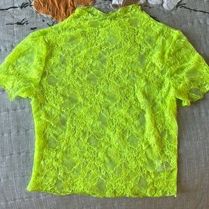 Neon Yellow Sheer Lace Top